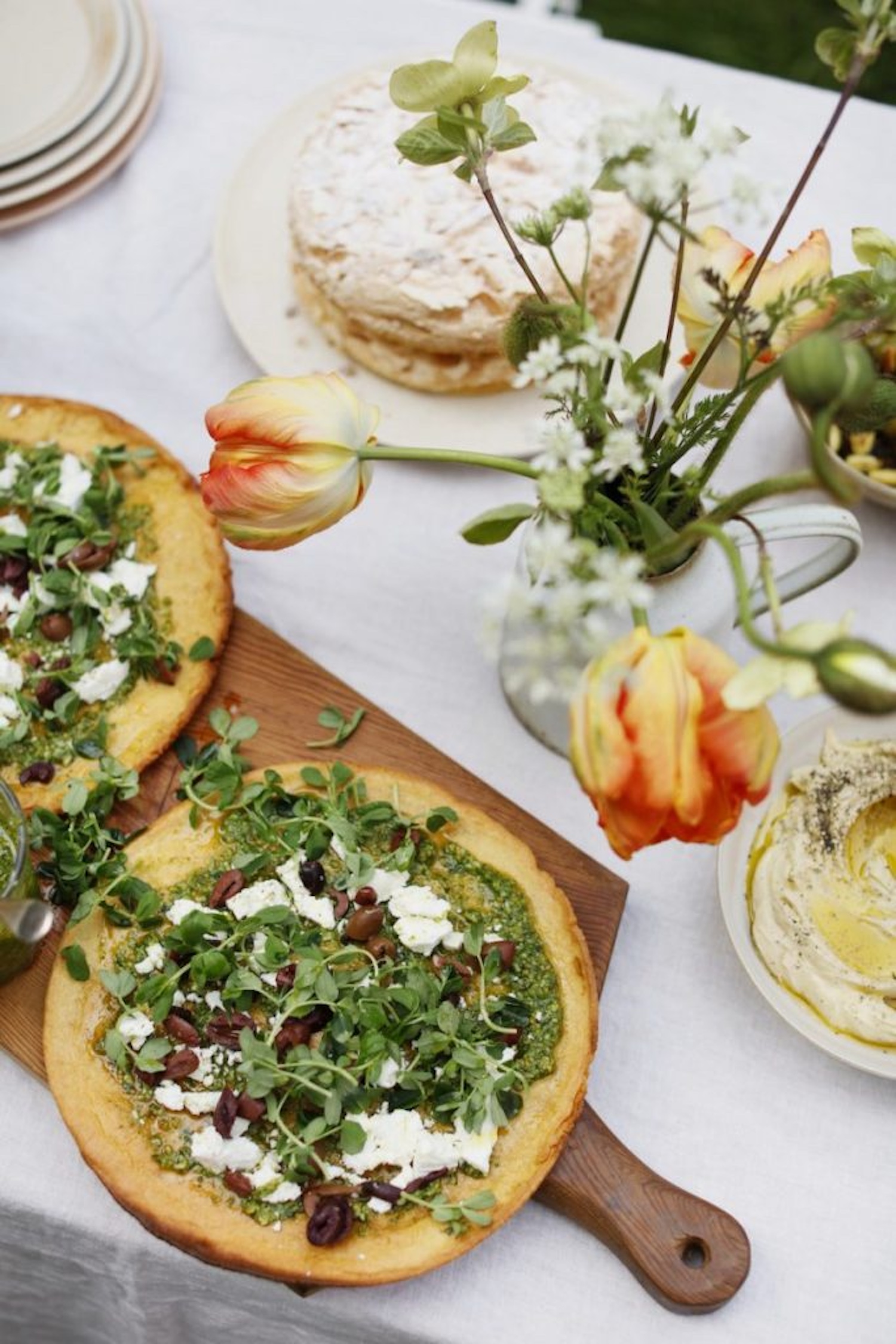 farinata with caramelized onions and pesto_high protein vegetarian meals