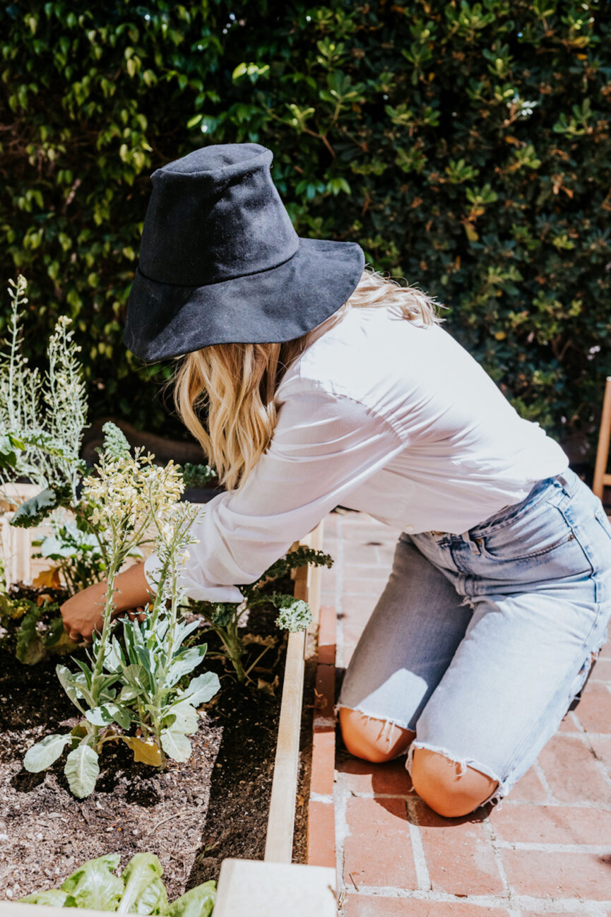 Woman gardening.